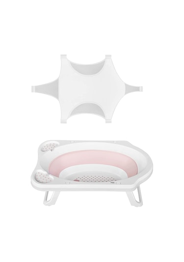Ahir Ticaret Katlanır Bebek Küveti + Yıkama Filesi Pembe