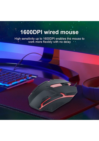 Ximistore9 1600 Dpı Işıklı Kablolu Mouse - Ergonomik Tasarım, Plug & Play, Oyun Ve Ofis Kullanıma Uygun, Windows/macos Desteği