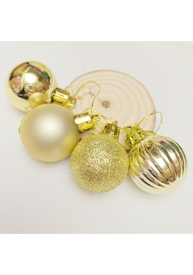 Skycity Klasik Kiremit Renkli 3cm Kabak Şekilli Noel Topları - Plastik电镀yapım, Ağaç Ve Tavan Süslemeleri, 24 Adet/set