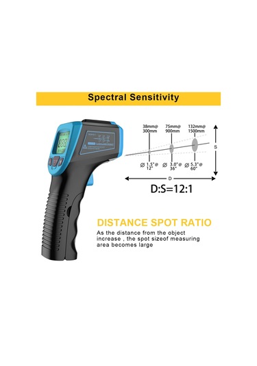 Jms Temassız Dijital Lazer Sıcaklık Tabancası -58 Derece F İla 1112 Derece F -50 Derece C İla 600 Derece C Mavi