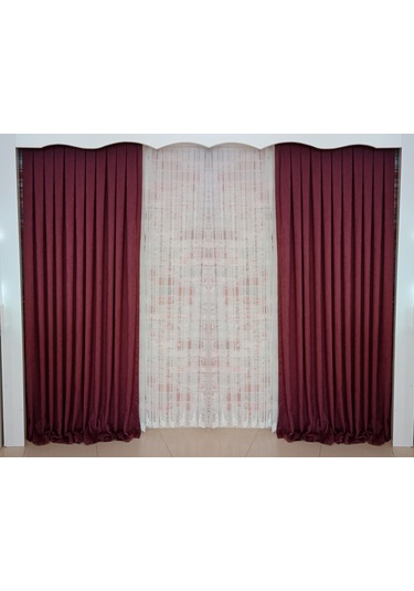 Mürdüm Renk Fon Kadife Perde Çift Kanat 1/3 Sık Pileli Dikim V-40 Mürdüm
