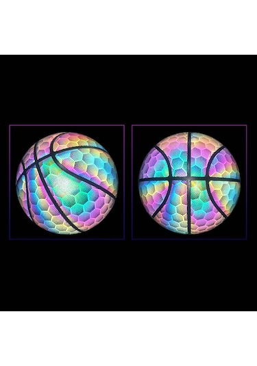 Ranyeek Yansıtıcı Pu Lastik 7 Numara Yetişkin Basketbol Topu Futbol + Hava Pompası + İğne + Çanta Büyük Altıgen Desenli