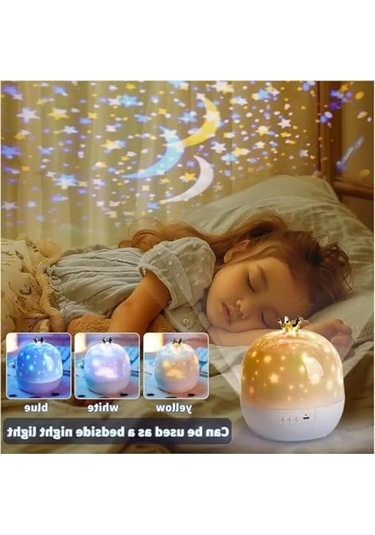 Yıldız Projeksiyon Gece Lambası, 3 Led Modlu, Dekoratif .