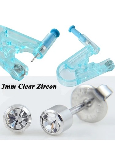 Dreamlee Tek Kullanımlık Steril Kulak Piercing Seti - Tragus Piercing Tabancası - Ev Kullanımı - Ağrısız Saf Altın Renk