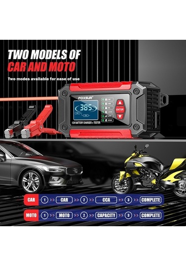 Pazly 12v 6a Akıllı Araç Şarj Cihazı - Motor Ve Araba Akü Şarj Ve Test Aleti - Agm/lifepo4 Uyumlu