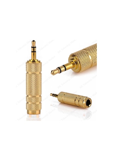 Gold Plated 3.5 Mm Erkek - 6.35 Mm Dişi Dönüştürücü Jack Adaptör