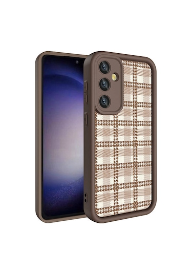 Galaxy Uyumlu S23 Fe Kılıf Kamera Korumalı Baskılı Arka Yüzey Tchs Klas Kapak - Açık Kahve Açık Kahve
