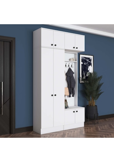 Rani Ea145 Modern Portmanto Askılı Ayakkabılık Vestiyer Beyaz