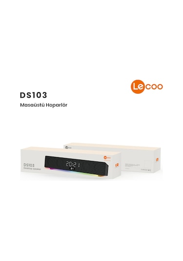 Lecoo DS103 Kablosuz Bluetooth 10W RGB Saat/Alarm Stereo Soundbar Hoparlör Siyah