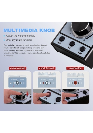 Fortunelane Usb Sesi Düzenleyici, Hızlı Sessiz Buton, Win/mac Uyumlu, Alüminyum, Usb 3.0