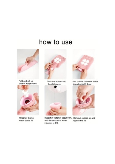 Willowhaven Pembe 500ml Pvc Sıcak Su Torbası Çiçek Desenli Taşınabilir El Isıtıcı Kış Hediyesi Pembe