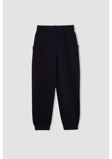 DeFacto Kız Çocuk Beli Paçası Lastikli Cepli Basic Düz Kalın Jogger Eşofman Altı D3840A824WNNV146 Lacivert