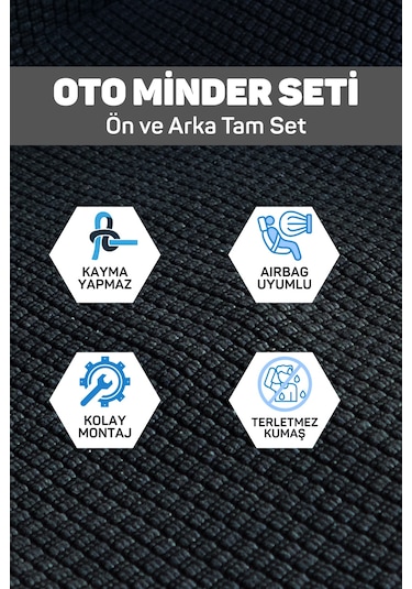 Minderland Mindra Serisi Toyota Hilux 2011 - 2014 Uyumlu Oto Koltuk Minder Seti - Füme