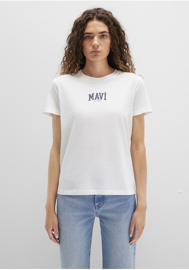 Mavi - Mavi Logo Baskılı Beyaz Tişört 1613412-70057 Beyaz