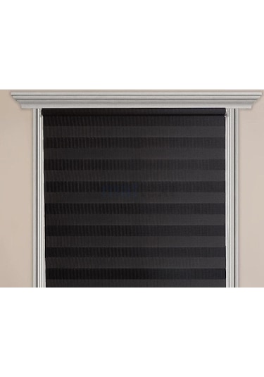 Siyah Bambu Zebra Perde Siyah