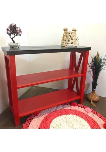 Roys Ahşap 80 Cm Kırmızı Siyah Masif Dresuar Siyah
