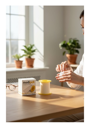 Medi İpek Medi-ıpek Tıbbi Ipek Flaster 5m X 5cm Sargı Bezi Hipoalerjenik, Cilt Dostu Medikal Flaster