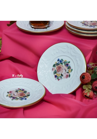 Rose Deluxe Porselen 6'lı Çay Tabağı Pembe