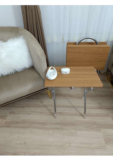 Çanta Zigon Sehpa,4'lü Sehpa, Zigon Sehpası, Mdf Mebran - Bambu