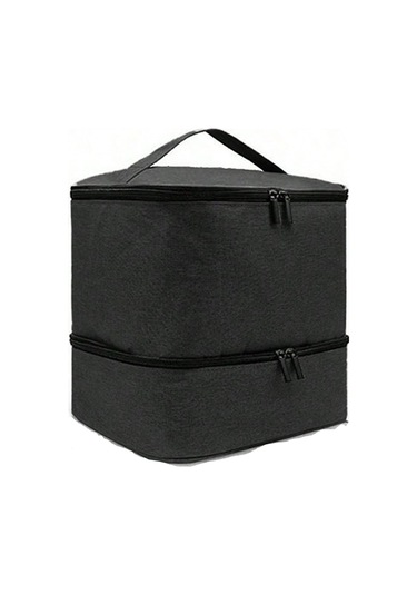 Reedark Siyah Çift Katlı Saçma Tırnak Gereçleri Çantası - 30'lu Oje/yağ Saklama, Ağlı Cep, Su Geçirmez Pu, Taşınabilir Kollü Makyaj Organizer Siyah