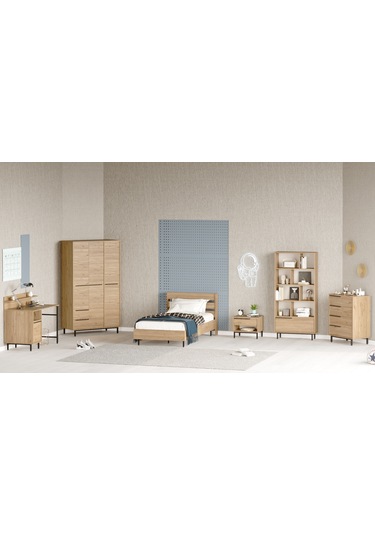 Robin Home Lidya Genç Odası Takımı 6'lı Set Sepet Kahverengi