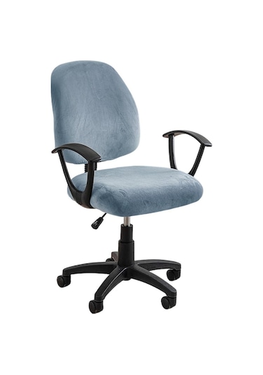 Gökyüzü Mavisi Ofis Koltuğu Kapağı Süper Yumuşak Kadife Streç Yıkanabilir Toz Geçirmez Koruyucular Bilgisayar Masası Kolsuz Sandalye Slipcover