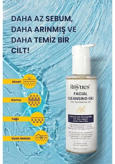 Royues Yeşil Çay Özlü Yüz Temizleme Jeli, Canlandırıcı, Nemlendir