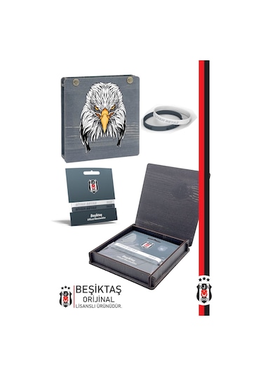 Beşiktaş 2'li Silikon Yetişkin Bileklik Ahşap Kutulu 001