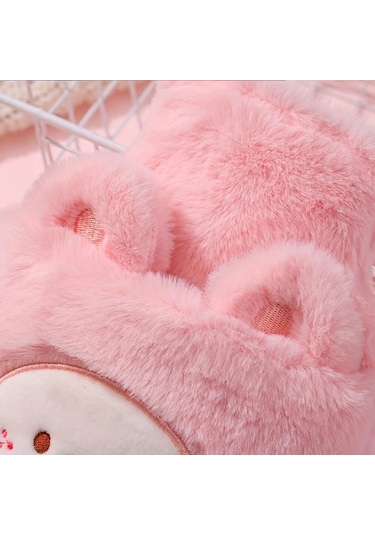 Elmpaly Pembe Beyaz Tavşan Pvc Astarlı 33.81 Onsluk Isıtmalı Sevimli Tüylü Menstruasyon Sürahi Hızlı Isınma Antrasit