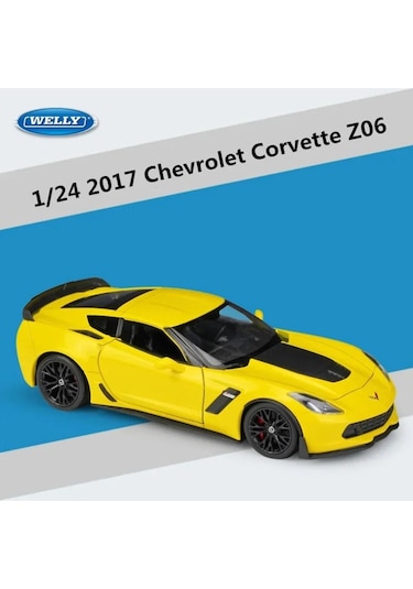 Chevyrolet Corvette Z06 1/24 Sarı Renk Model Araba Koleksiyon