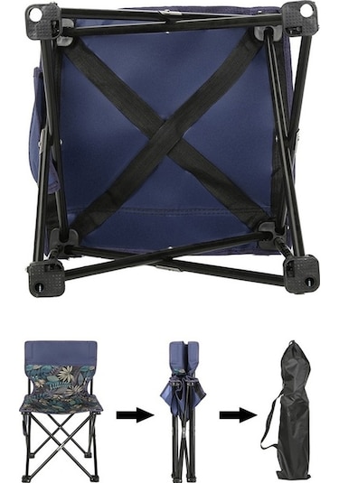Prestigegoods Boyut S Metal + Oxford Kumaş Taşınabilir Katlanır Kamp Balıkçılık Sandalye 001 Bej