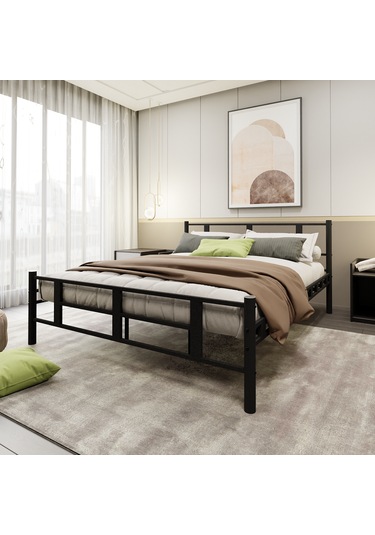 Lotus Çift Kişilik Metal Karyola A Kalite, Ses Çıkarmaz ,ölçülü Model Karyola 1634-a Siyah