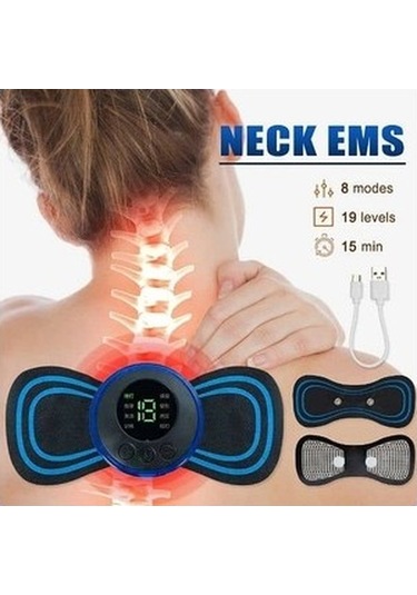 Soulader Kelebek Formunda Ems Elektrostimülasyon Masaj Aleti - Boyun, Sırt, Bel Ve Omuzlar İçin Şık Masaj Yastığı Siyah