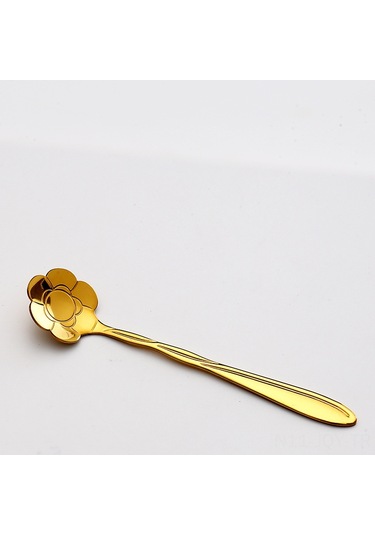 Youmex Altın Güneş Çiçek Desenli Paslanmaz Çelik Kahve Kaşığı - Ev Kullanıma İdeal, Konforlu Ve Dayanıklı Ev Aletleri Güneşiçi - Altın
