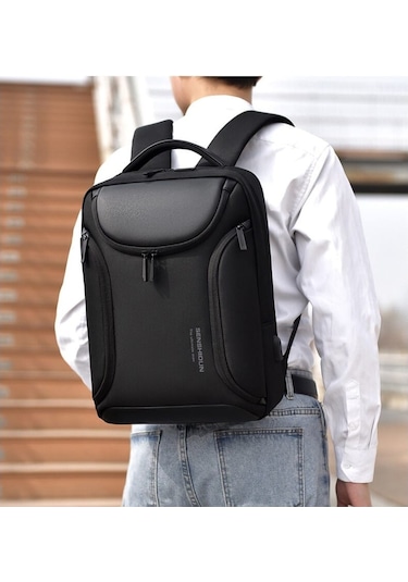 Senshidun-740 Çok Amaçlı Usb Şarj Portlu 16" Laptop Sırt Çantası Siyah