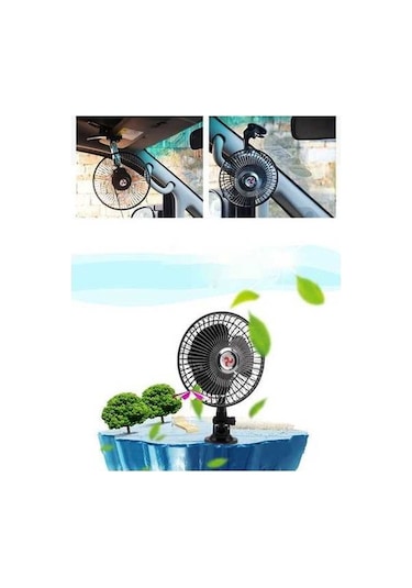 Besthome1 12 V 8 İnç Araç Taşınabilir Fan Araba Masası Mini Klima Döner Braket Vantuz