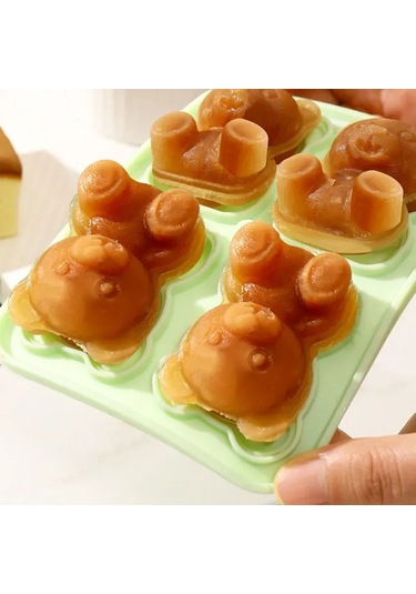 Moveevo Turuncu Ayı Figürlü Buzluk Kalıbı - Evde Pratik Buz Hazırlama Aleti Çok Renkli