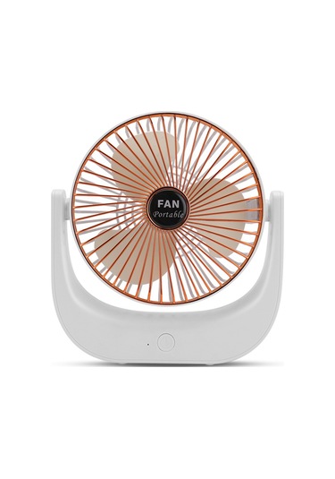 Kosona Masaüstü Mini Fan Beyaz Altın Ağızlı - Sessiz Çalışma, 3 Hızlı, Açısını Ayarlayabilir, Yıkanabilir Kapağı, 1200mah Pil, Type-c Şarjlı