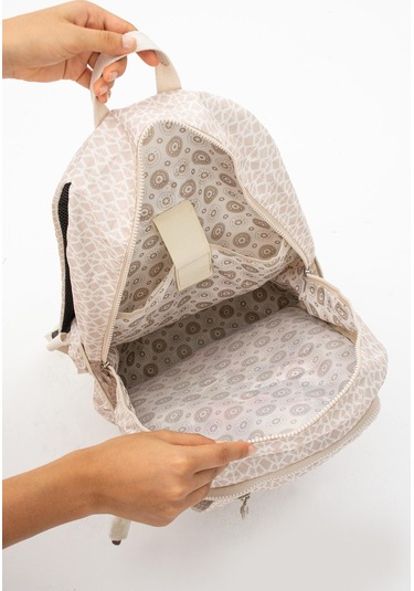 Ultra Hafif Çok Cepli Su Geçirmez Sırt Çantası Unisex Desenli Krem Model: 571-2e - Krem