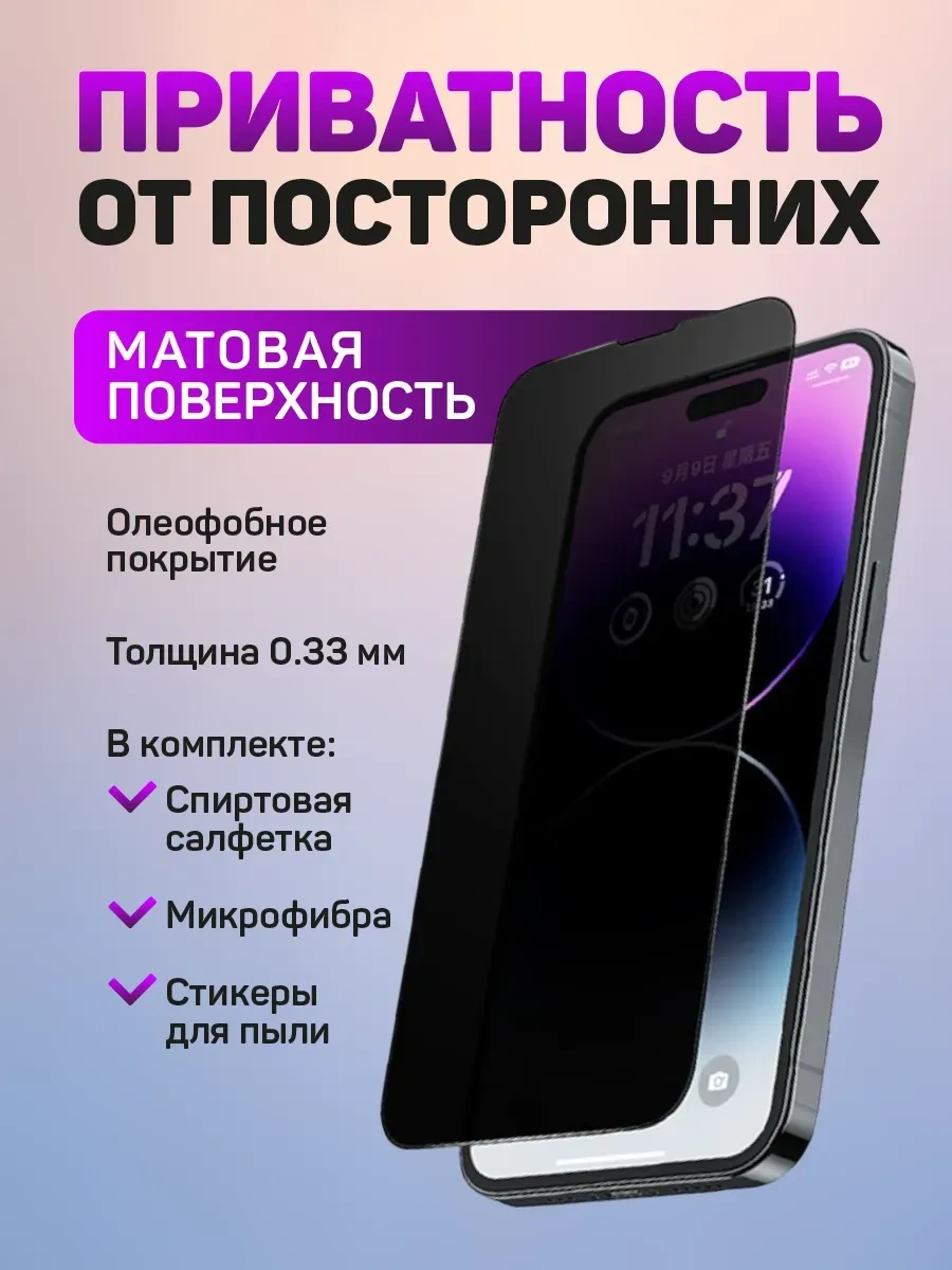 Perfeo İphone 14 Pro Max İçin Spion-proof Mat Ekran Koruyucu 165808496