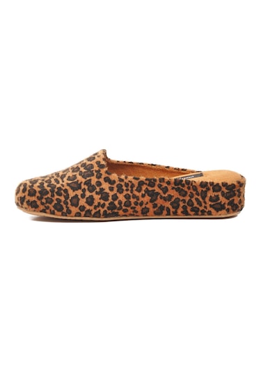 Pierre Cardin Taba Leopar Hafif Tekstil Süet Önü Kapalı Kadın Ev Terliği Pc-55371 Z Taba
