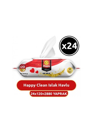 Happy Clean Islak Havlu 120 Li X 24 Adet PKT.HAPPY.096 24'lü Set