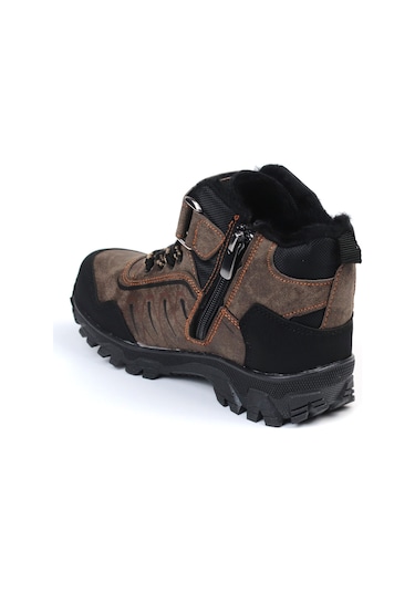 Unisex Çocuk Vizon Siyah İçi Kürklü Kışlık Termo Taban Suya Soğuğa Dayanıklı Günlük Rahat Outdoor Bot Vizon