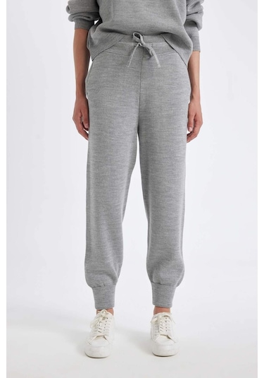 Defacto Jogger Triko Pantolon Cepli Basic Düz Beli Lastik Bağcıklı R1701AZ24WNGR211 Gri