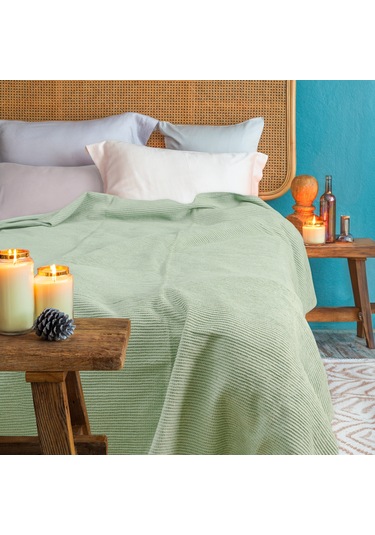 Verra Home Pamuk Battaniye Tek Kişilik Tv Battaniyesi 130 x 170 CM Mint Yeşili