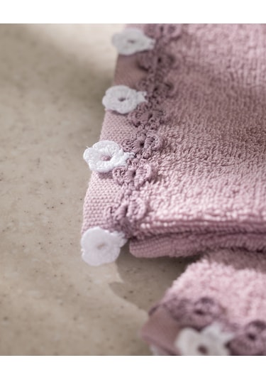 Jeanne Kroşeli 2'li %100 Pamuk El Havlusu - Lila - 30x40 Cm 8684427204757 Pembe