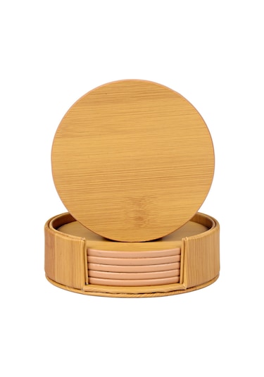 Fosenze 6'lı Pu Deri İçecek Altlığı Seti - Bambu Desenli, Isı Ve Nem Korumalı, Masa Ve Dekor Aracı Diğer