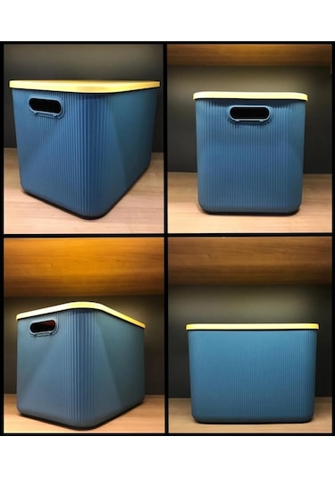 Bayev 2 Adet 21 Lt Storage 1 Adet Yeşil Ve 1 Adet Gri Çok Amaçlı Dolap Içi Düzenleyici Kutu Mavi