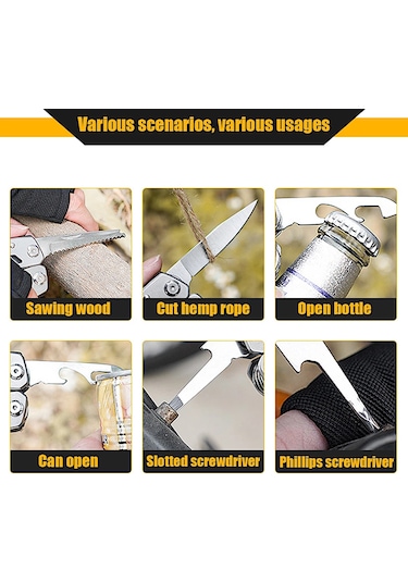 MSO Outdoor Paslanmaz Çelik Multifonksiyonel Çakı - Pense - Tornavida Gümüş