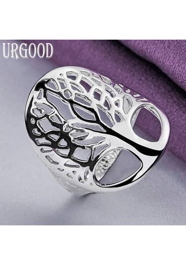 925 Ayar Gümüş Hayat Ağacı İçi Boş Yüzük Moda Takı 10